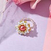 Flower Glass Seed Beaded Stretch Rings for Women RJEW-MZ00022-01-2