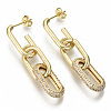 Brass Micro Pave Clear Cubic Zirconia Dangle Stud Earrings EJEW-S201-224G-NF-2