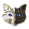 Cat Mask Alloy Rhinestone Brooch JEWB-R025-07A-1