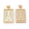 Brass Micro Pave Clear Cubic Zirconia Pendants ZIRC-L093-40G-2