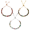 3Pcs 3 Colors Brass Pave Cubic Zirconia Beads Slider Bracelets for Women BJEW-GO0001-07-1