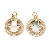 Brass Cubic Zirconia with Shell Pendants KK-K342-17G-1