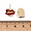 Brass with Red Enamel Stud Earring Findings KK-CBA36F9-02G-2