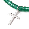12Pcs 12 Colors 201 Stainless Steel Cross Charm Bracelets BJEW-JB13549-4