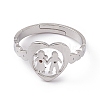 Non-Tarnish 201 Stainless Steel Heart with Lovers Adjustable Ring for Valentine's Day RJEW-K238-11P-1