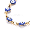 Enamel Heart with Evil Eye Link Chains Bracelet BJEW-P271-06G-02-2