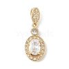 Oval Brass Micro Pave Cubic Zirconia Pendants KK-M326-15G-1