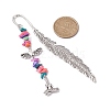 Tibetan Style Alloy Feather Bookmark AJEW-JK00310-03-3