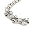 Non-Tarnish 304 Stainless Steel Rectangle & Round Ball Link Chain Bracelets BJEW-S153-03P-2