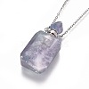 Natural Fluorite Openable Perfume Bottle Pendant Necklaces G-K295-B-P-2