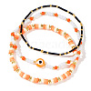 3Pcs Halloween Evil Eye Polymer Clay & Glass Beaded Bracelet Sets NV8085-1