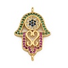 Rack Plating Brass Micro Pave Cubic Zirconia Religion Hamsa Hand Connector Charms KK-C074-55G-01-1