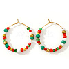 Handmade Glass Seed Beads Christmas Hoop Earrings IE1205-2-2