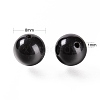 100Pcs 8mm Natural Black Stone Round Beads DIY-LS0002-15-3