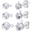 30Pcs 3 Styles Clear Cubic Zirconia Stud Earring Findings EJEW-BBC0001-28-1