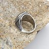 304 Stainless Steel with Natural Black Agate Finger Rings FS-WG67565-02-2