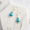 Natural Turquoise & Shell Pearl Beaded Dangle Earrings EJEW-L294-005G-2