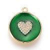 Golden Plated Brass Micro Pave Cubic Zirconia Pendants KK-F809-07G-01-1