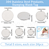 SUNNYCLUE 100Pcs 5 Styles 304 Stainless Steel Pendants STAS-SC0008-29-2