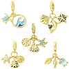 5Pcs 5 Styles Brass Pave Cubic Zirconia European Dangle Charms KK-CJ0004-01-1