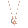 Chinese Zodiac Necklace Dragon Necklace 925 Sterling Silver Rose Gold Dragon on the Moon Pendant Charm Necklace Zircon Moon and Star Necklace Cute Animal Jewelry Gifts for Women JN1090E-1