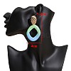 Baking Paint Alloy Rhombus Stud Dangle Earrings for Women WG48396-01-5
