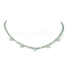 Glass Teardrop Pendant Necklace with Natural Pearl Beaded Chains NJEW-JN04342-6