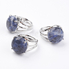 Adjustable Natural Sodalite Finger Rings RJEW-F075-01D-1