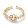 Flower Rack Plating Brass Micro Pave Cubic Zirconia Cuff Finger Rings for Women RJEW-C114-05G-2