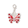 7Pcs 7 Colors Butterfly Alloy Rhinestone & Enamel Pendants Decorations HJEW-JM02863-4