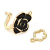 Brass with Black Enamel Fold Over Clasps KK-G505-20G-2