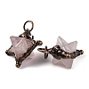 Natural Rose Quartz Merkaba Star Pendants G-C144-01R-02-2