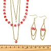 Rondelle 304 Stainless Steel & Glass Beaded Layered Necklace and Earring Set Set for Women SJEW-JS01384-4