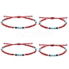 4Pcs 4 Style Glass Seed & Brass Braided Bead Bracelets and Anklets Set SJEW-SW00003-05-1