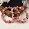 Unisex Chip Natural Strawberry Quartz Beaded Stretch Bracelets BJEW-S143-40-4