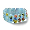 Handmade Millefiori Lampwork Beaded Stretch Bracelets for Men Women BJEW-G738-01C-04-4