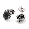 Oval 316 Surgical Stainless Steel Pave Cubic Zirconia Stud Earrings for Women Men EJEW-Z050-07B-AS-2