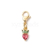 Strawberry Brass Micro Pave Cubic Zirconia Pendant Decorations HJEW-JM02904-01-2