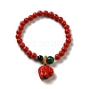 6mm Round Cinnabar Mala Stretch Bracelets BJEW-B080-28A-02-1