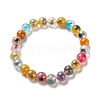 Unisex Natural Sugar Heart Agate Beaded Stretch Bracelets BJEW-K097-01A-06-2