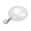 201 Stainless Steel Flat Round with Tree of Life Pendant Decorations HJEW-JM02521-5