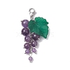 Grape Natural Amethyst & Carnelian & Red Agate & Green Aventurine & Synthetic Citrine Pendant Decorations HJEW-TA00266-3