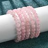 Natural Rose Quartz Bead Stretch Bracelets X-BJEW-K212-B-045-3