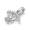 925 Sterling Silver Pave Clear Cubic Zirconia Crown Flower Pendant Bails STER-P068-03P-2
