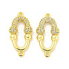 Rack Plating Brass Micro Pave Clear Cubic Zirconia Oval Connector Charms KK-P270-18G-1