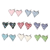 Brass Enamel Heart Stud Earrings EJEW-I322-08P-4
