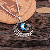 Alloy Glass Moon Syb Pendant Lumachina Chain Necklaces for Women WGDF061-02-1