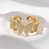 Brass Micro Pave Clear Cubic Zirconia Cuff Rings for Women RJEW-U041-02G-2