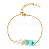 Bohemian Natural Green Aventurine & Rose Quartz & Synthetic Turquoise Chips Link Bracelets CL1551-4-1