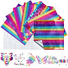 CRASPIRE 7 Sheets Waterproof PET Rainbow Gradient Color Stickers DIY-CP0007-13-1